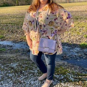 Michael Kors Cynthia Lavender Envelope Crossbody